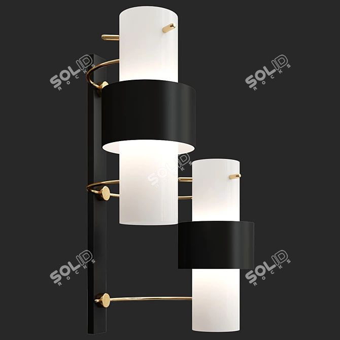 Vintage French Perspex Wall Lamp 3D model image 2