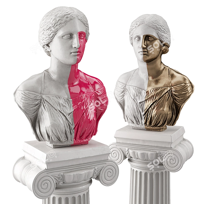 Golden Venus Half Bust Sculpture 3D model image 1