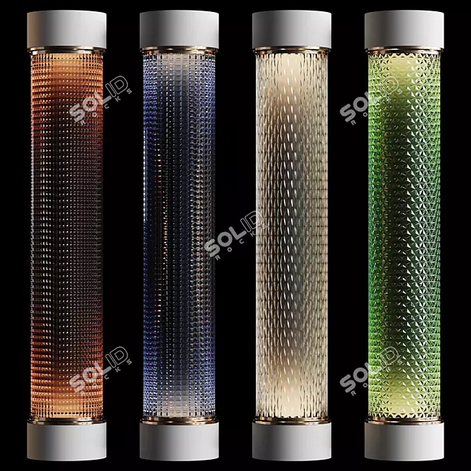 Elegant Relief Glass Round Columns 3D model image 2