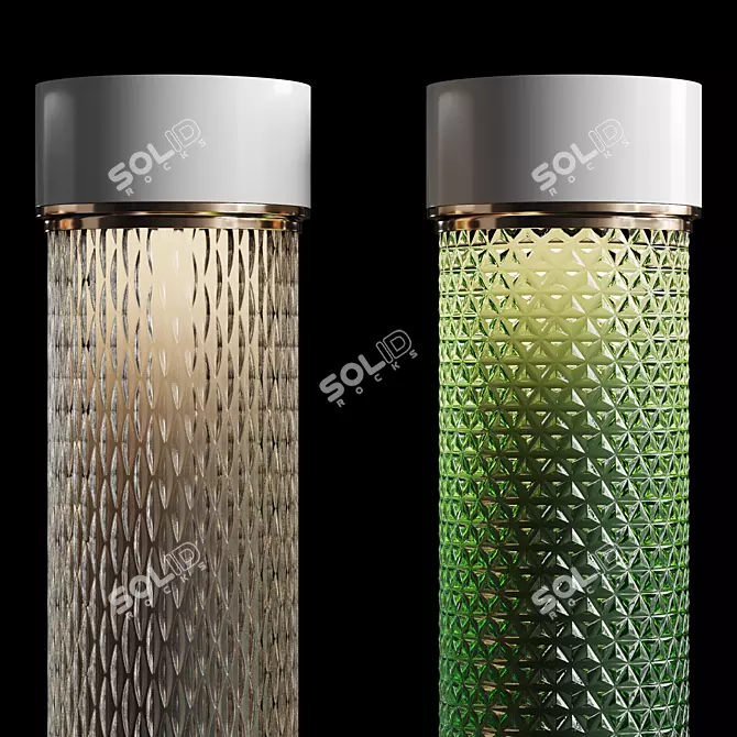 Elegant Relief Glass Round Columns 3D model image 3