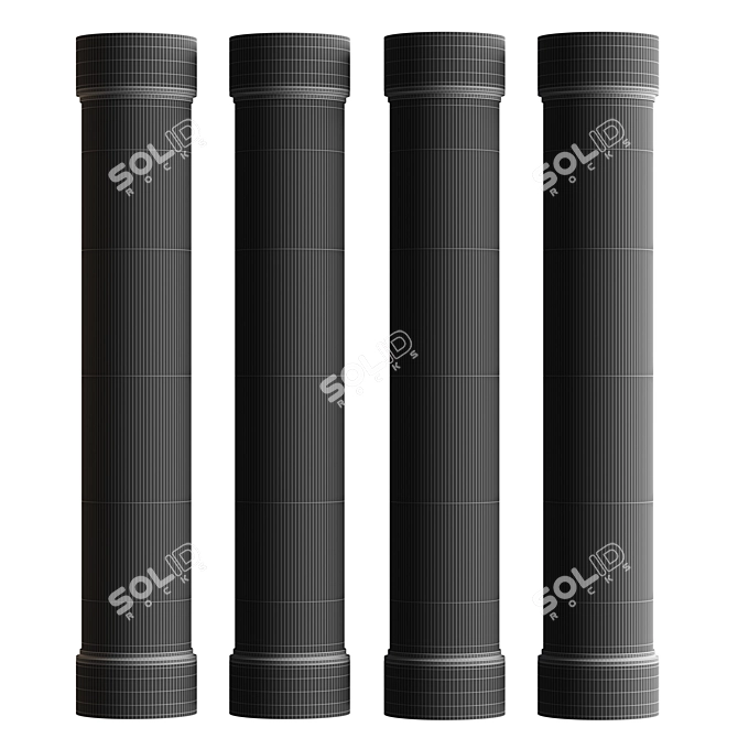 Elegant Relief Glass Round Columns 3D model image 4