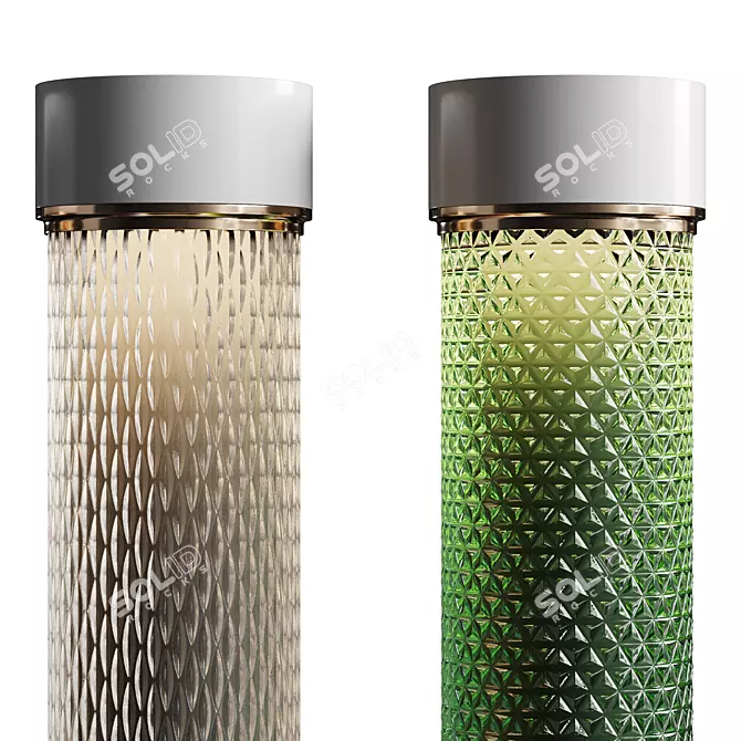 Elegant Relief Glass Round Columns 3D model image 7