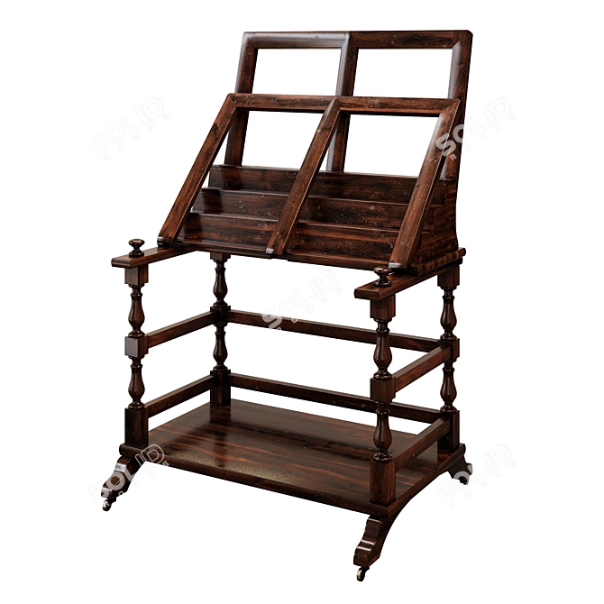 Vintage Faux Rosewood Bookstand 3D model image 1