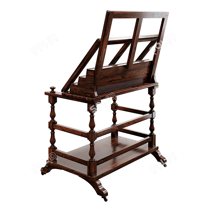 Vintage Faux Rosewood Bookstand 3D model image 2