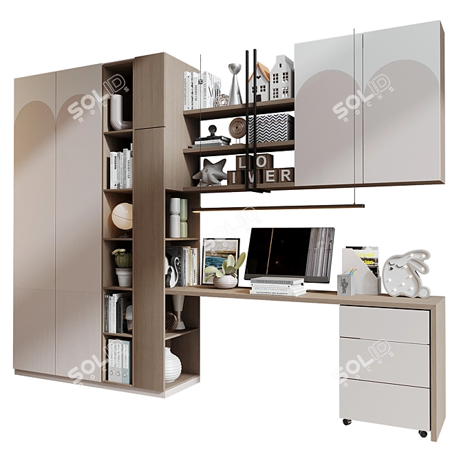 Sleek Modular Bookshelf Set 3D model image 2