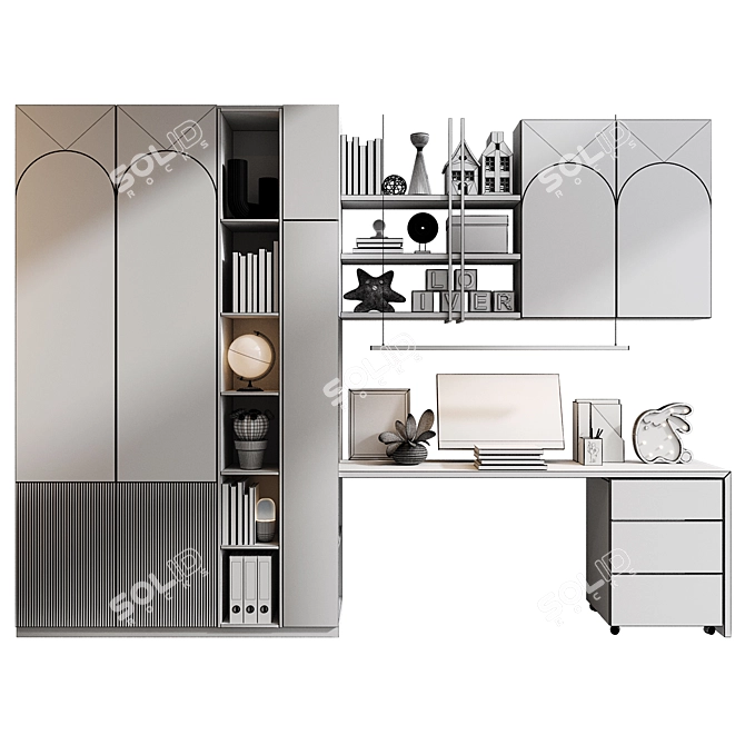 Sleek Modular Bookshelf Set 3D model image 3