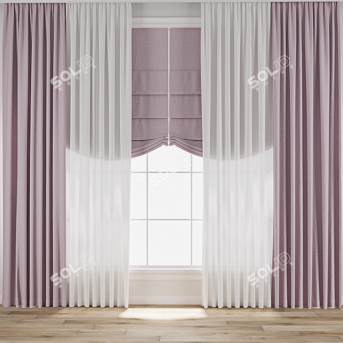  3D Curtain Model with Textures 3D model image 1