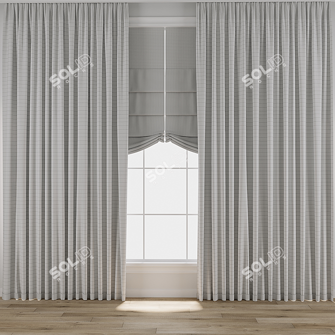  3D Curtain Model with Textures 3D model image 3