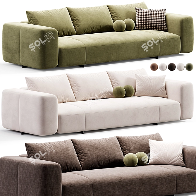 Sleek Contemporary Yves Sofa Minotti 3D model image 1