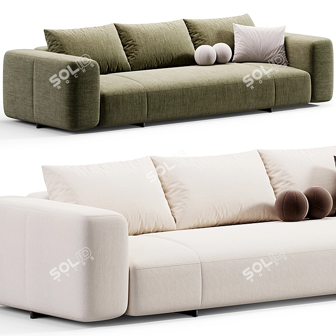 Sleek Contemporary Yves Sofa Minotti 3D model image 3