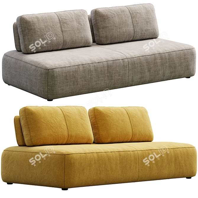 Elegant Sofa Puff In Mood 3D model image 1