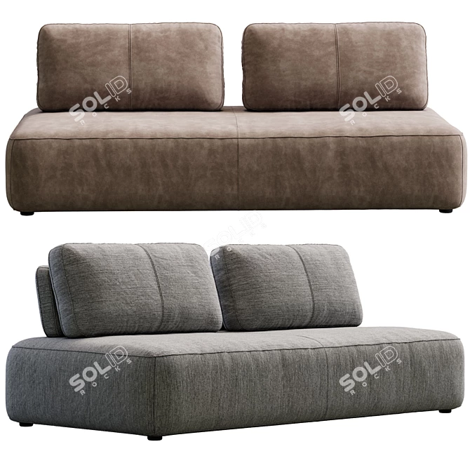 Elegant Sofa Puff In Mood 3D model image 3