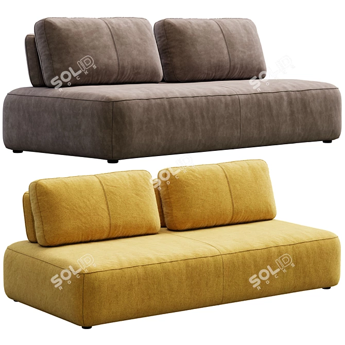 Elegant Sofa Puff In Mood 3D model image 5