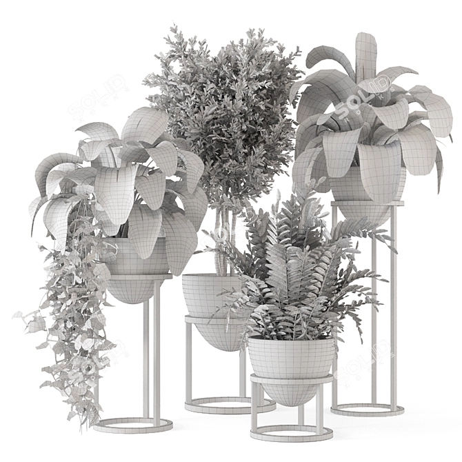 Rusty Concrete Pot Indoor Plants 3D model image 6