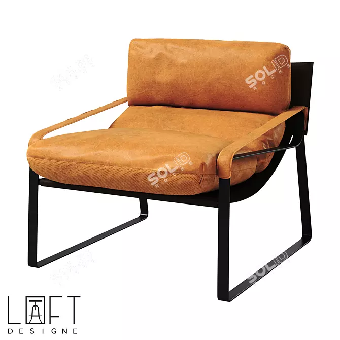 Modern Leather Metal Armchair 31680 3D model image 1