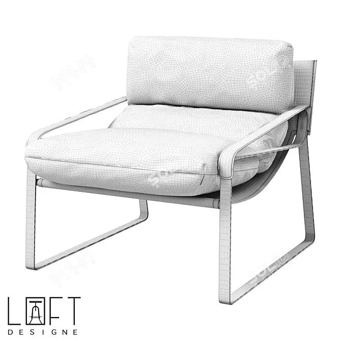 Modern Leather Metal Armchair 31680 3D model image 2