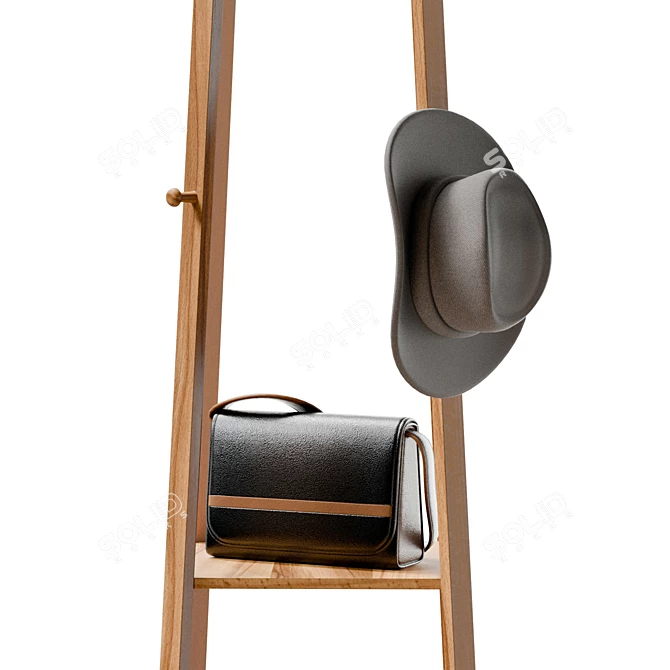 Bamboo Coat Hat Rack Stand 3D model image 5