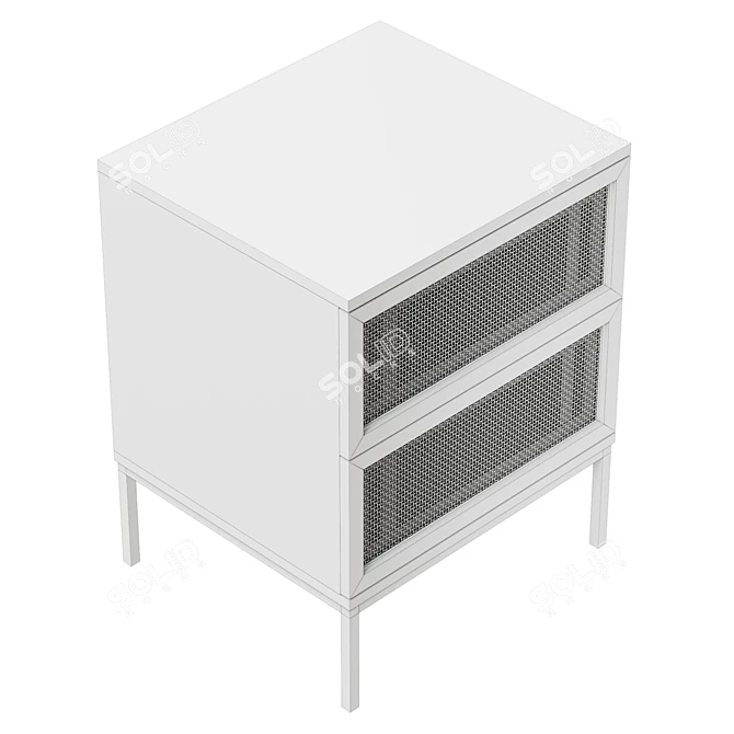 Solid Wood Nightstand with Two Drawers 3D model image 6