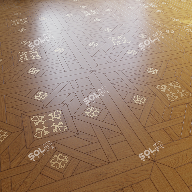 Geometric Patterned Parquet Flooring 3D model image 1