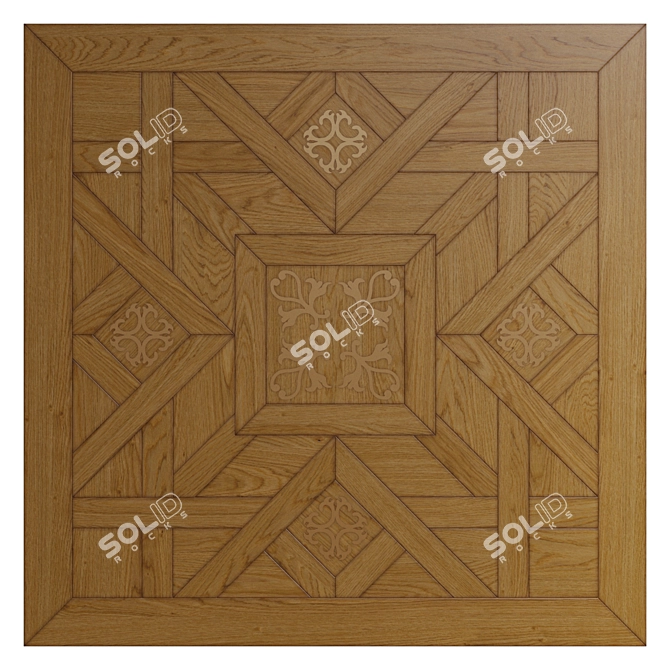 Geometric Patterned Parquet Flooring 3D model image 2