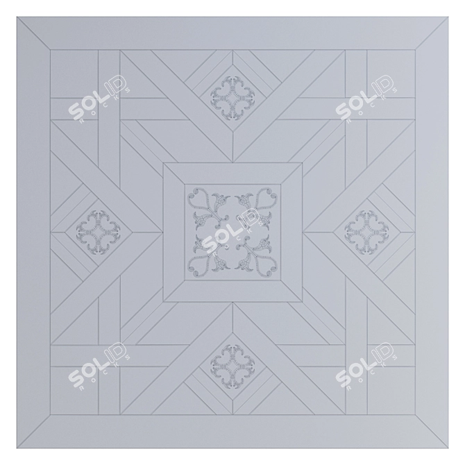 Geometric Patterned Parquet Flooring 3D model image 3