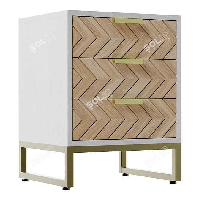 Modern Metal Nightstand Set 2 3D model image 1