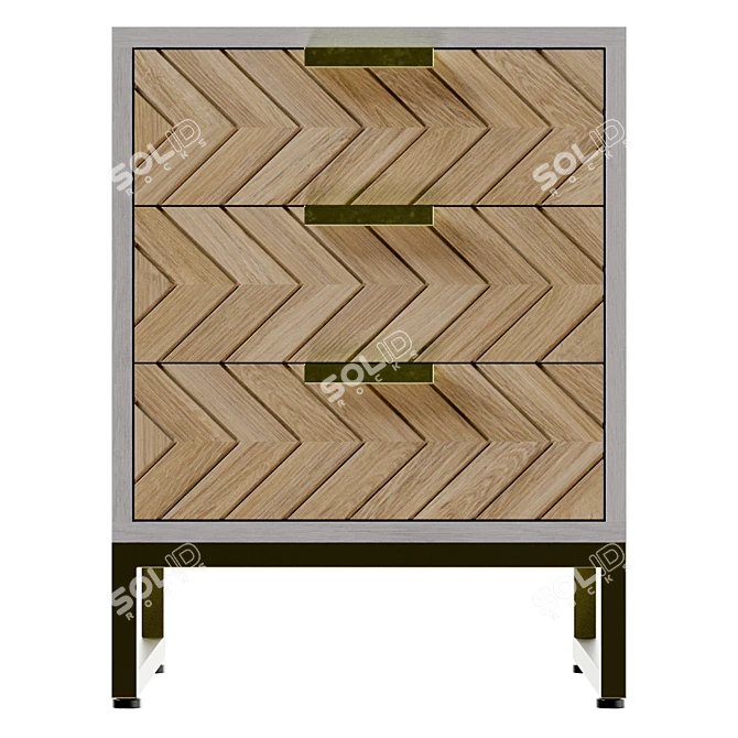 Modern Metal Nightstand Set 2 3D model image 2