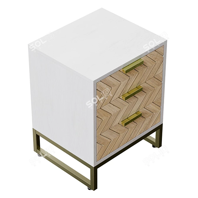 Modern Metal Nightstand Set 2 3D model image 5