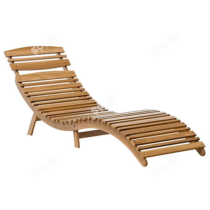 Timber Foldable Sun Lounge Outdoor Beach Bed 3D model image 1