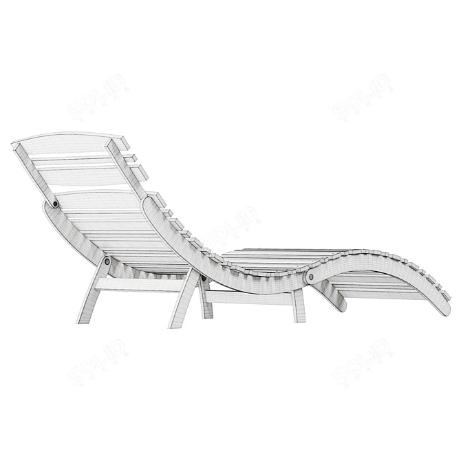 Timber Foldable Sun Lounge Outdoor Beach Bed 3D model image 6