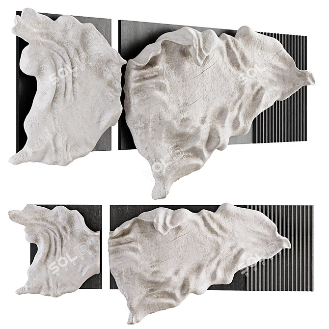 Gypsum Sculpted Relief Wall Art 3D model image 1