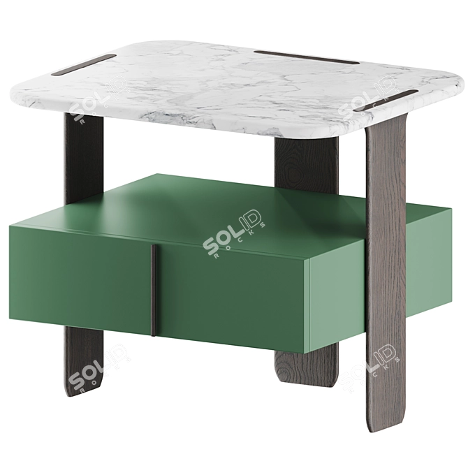  Sleek Trio Nightstand: Timeless Elegance 3D model image 2