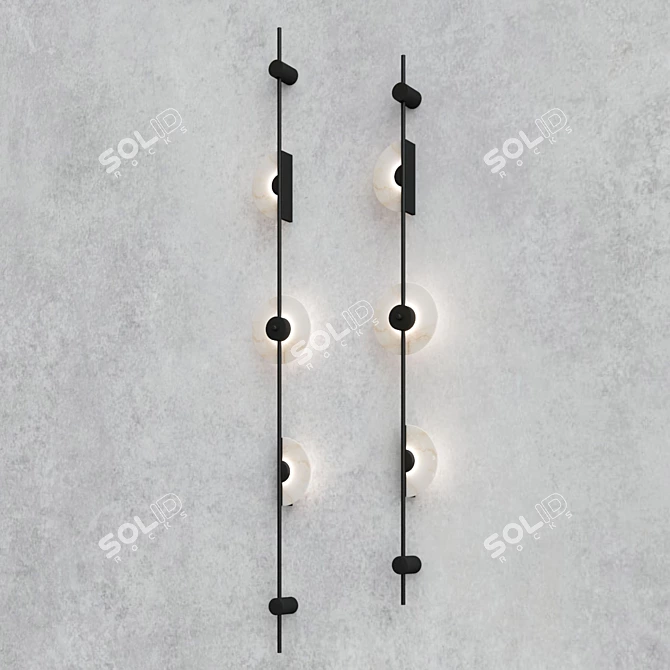 Elegant Alabaster Wall Sconce 3D model image 4