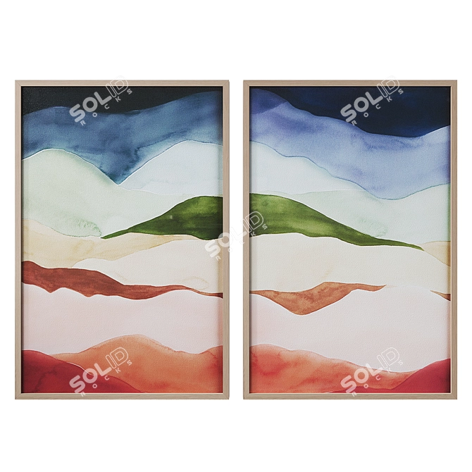 Modern Diptych Glass Wall Art 3D model image 1