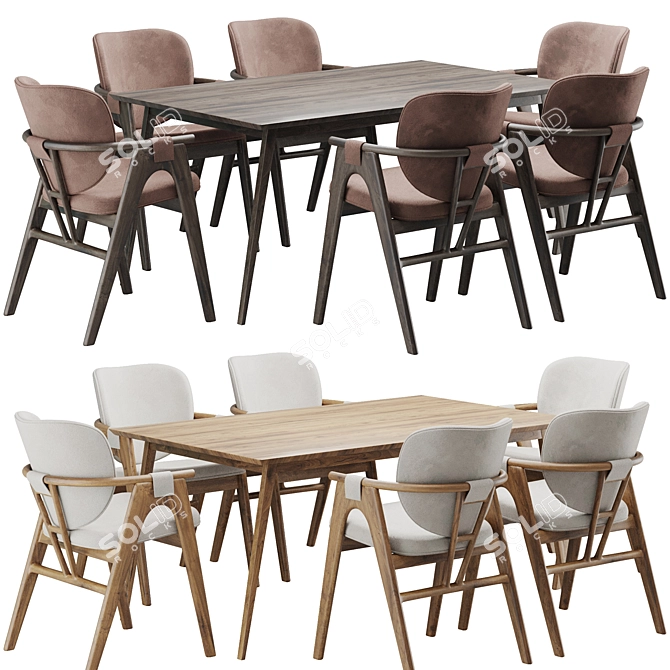 Contemporary Dining Chair & Table 3D model image 1