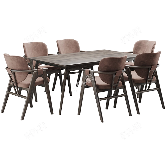 Contemporary Dining Chair & Table 3D model image 2