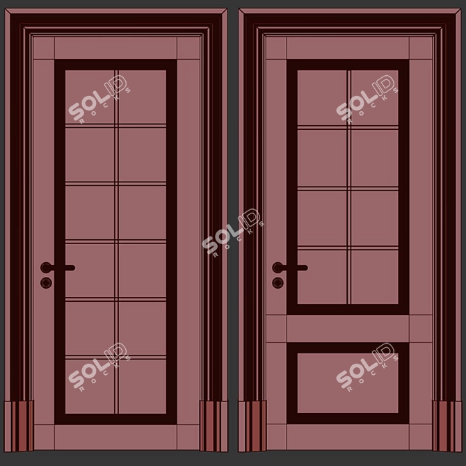 Modern Entrance Door Set 77 3D model image 5