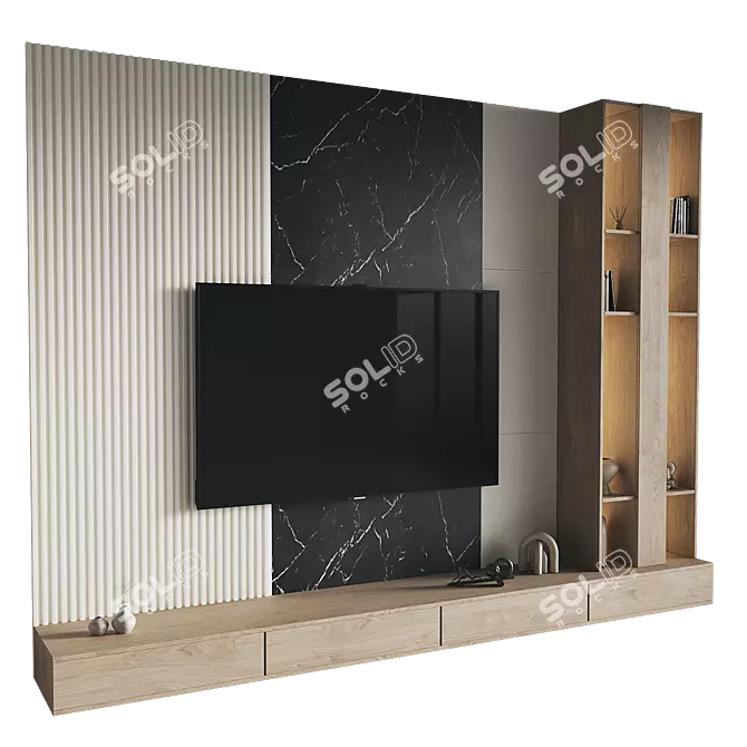 Modern TV Wall Set Model 3D model image 1