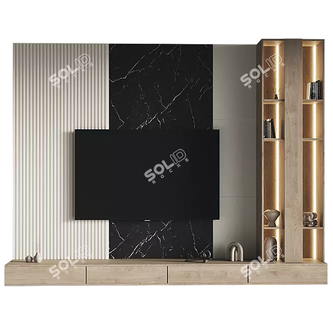 Modern TV Wall Set Model 3D model image 2