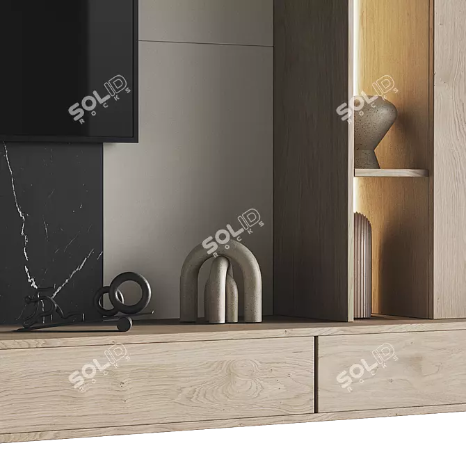 Modern TV Wall Set Model 3D model image 3