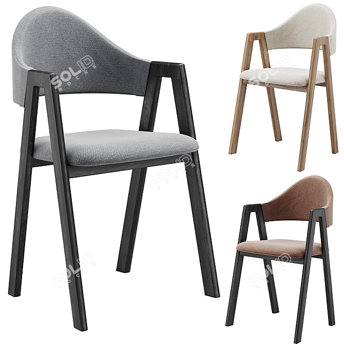 Modern Curved Back Dining Chair 3D model image 1