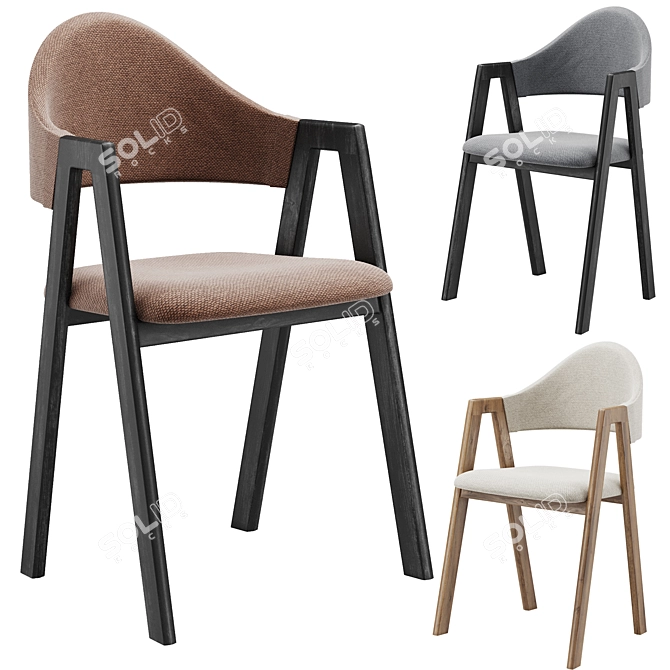 Modern Curved Back Dining Chair 3D model image 3