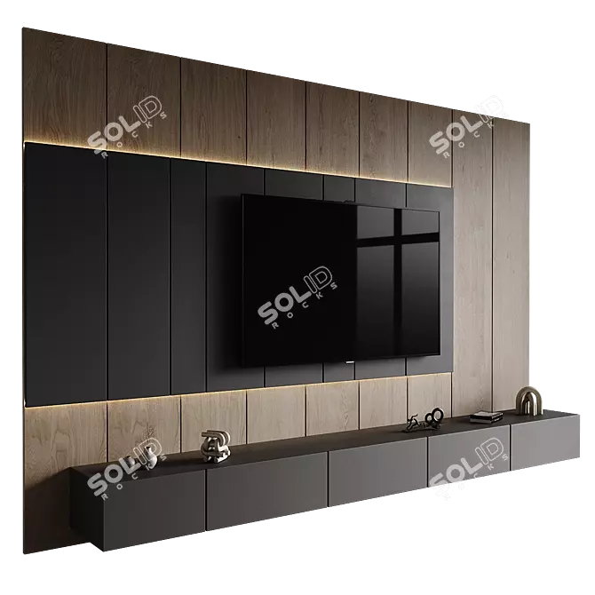 Modern TV Wall Set Furniture 3D model image 1