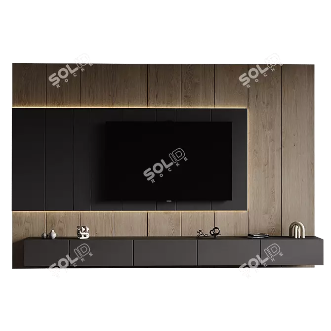 Modern TV Wall Set Furniture 3D model image 2