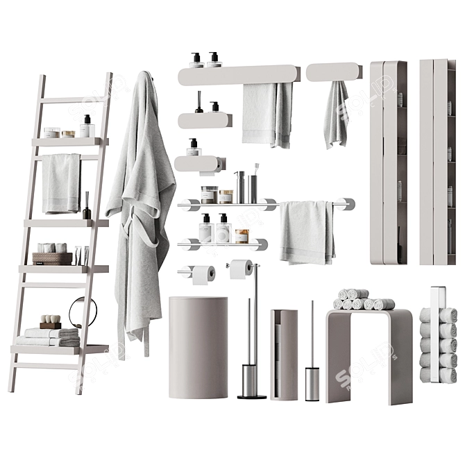 Modern Bathroom Accessories Set 3D model image 1