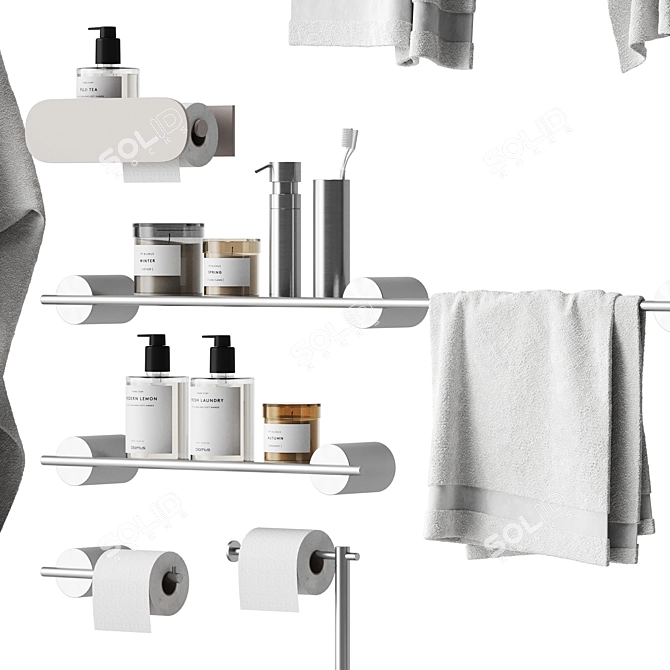 Modern Bathroom Accessories Set 3D model image 4