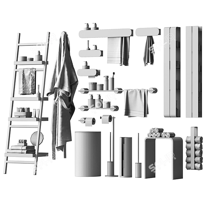 Modern Bathroom Accessories Set 3D model image 6