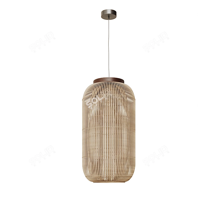 Handcrafted Rattan Pendant Light 3D model image 4