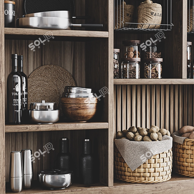 Versatile Kitchen Rack Set 3D model image 6