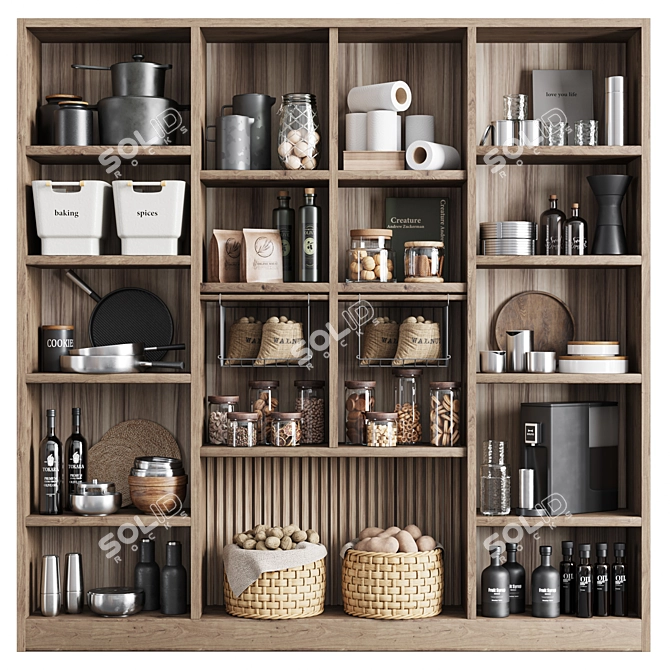 Versatile Kitchen Rack Set 3D model image 8